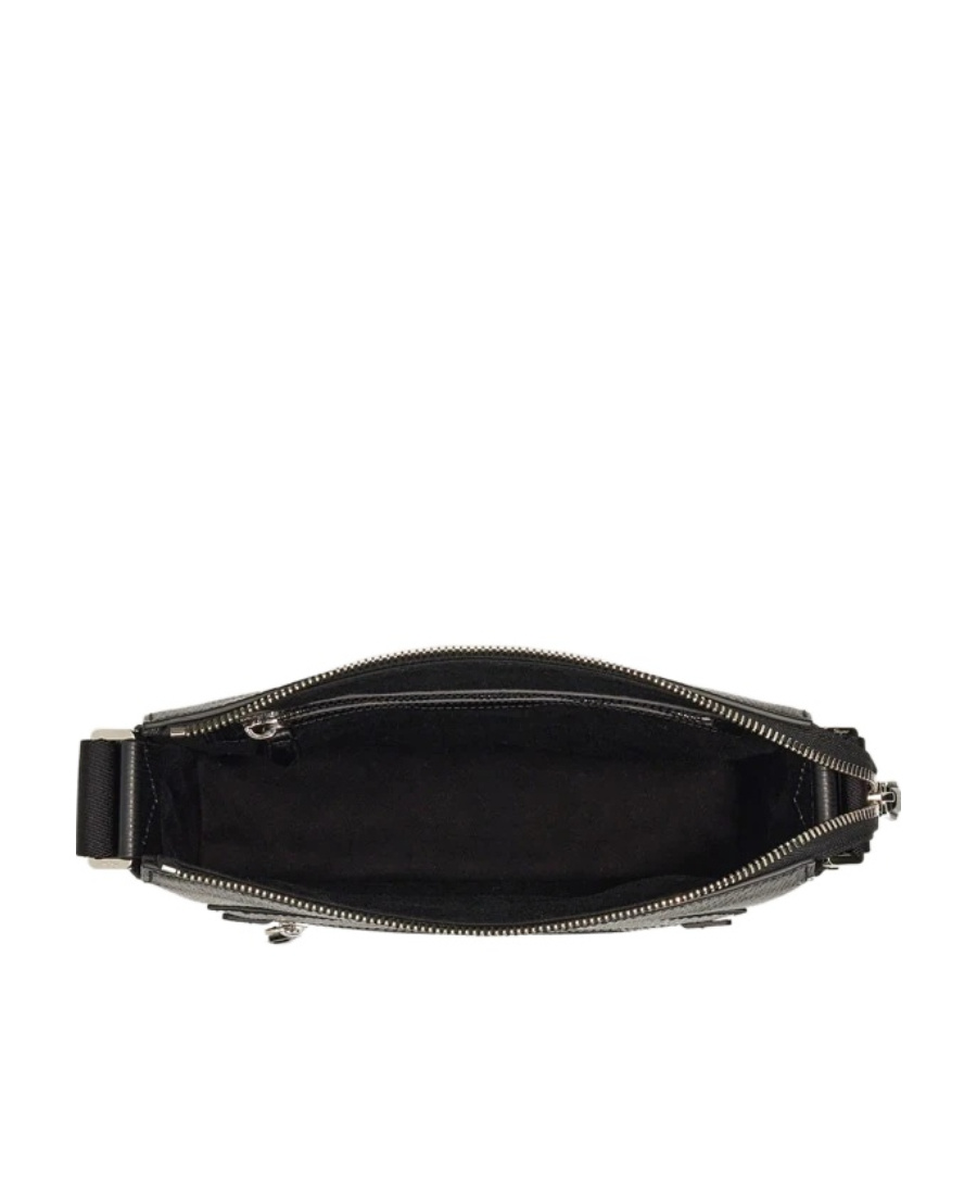 Ferragamo Logo-plaque Leather Messenger Bag In Black