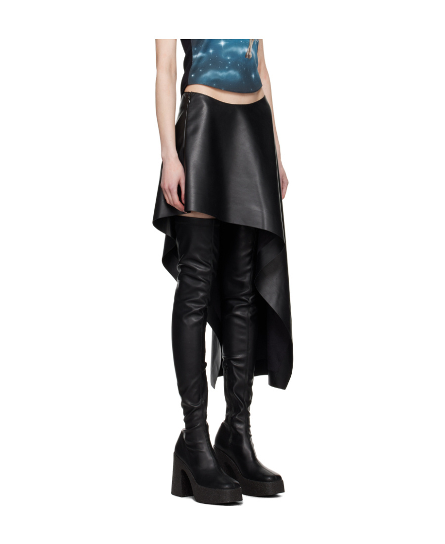 Stella Mccartney Asymmetric Draped Faux-leather Skirt In Black