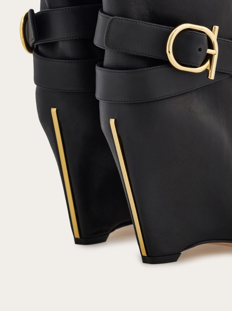 Ferragamo Knee High Boot With Wedge Heel In Multi