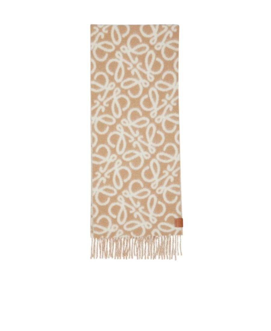 Shop Loewe Anagram Scarf In Nude