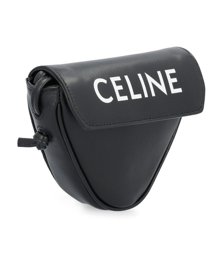Celine Mini Smooth Cow Leather Triangular Handbag In Black