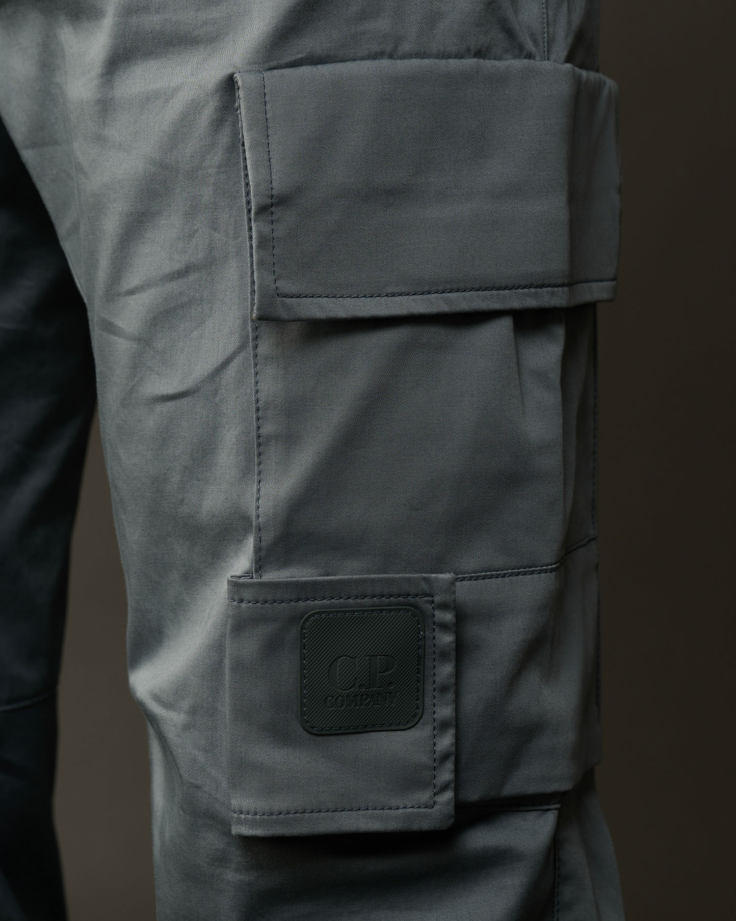 C.p. Company Logo, Badge, Casual Pants. In Black