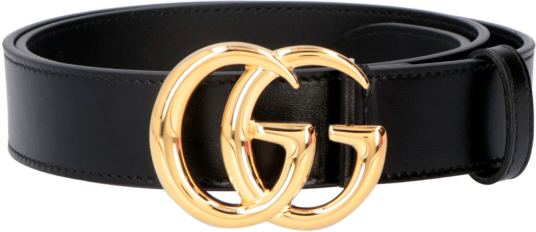 Gucci Black Belt With Double Gg Buckle In Black