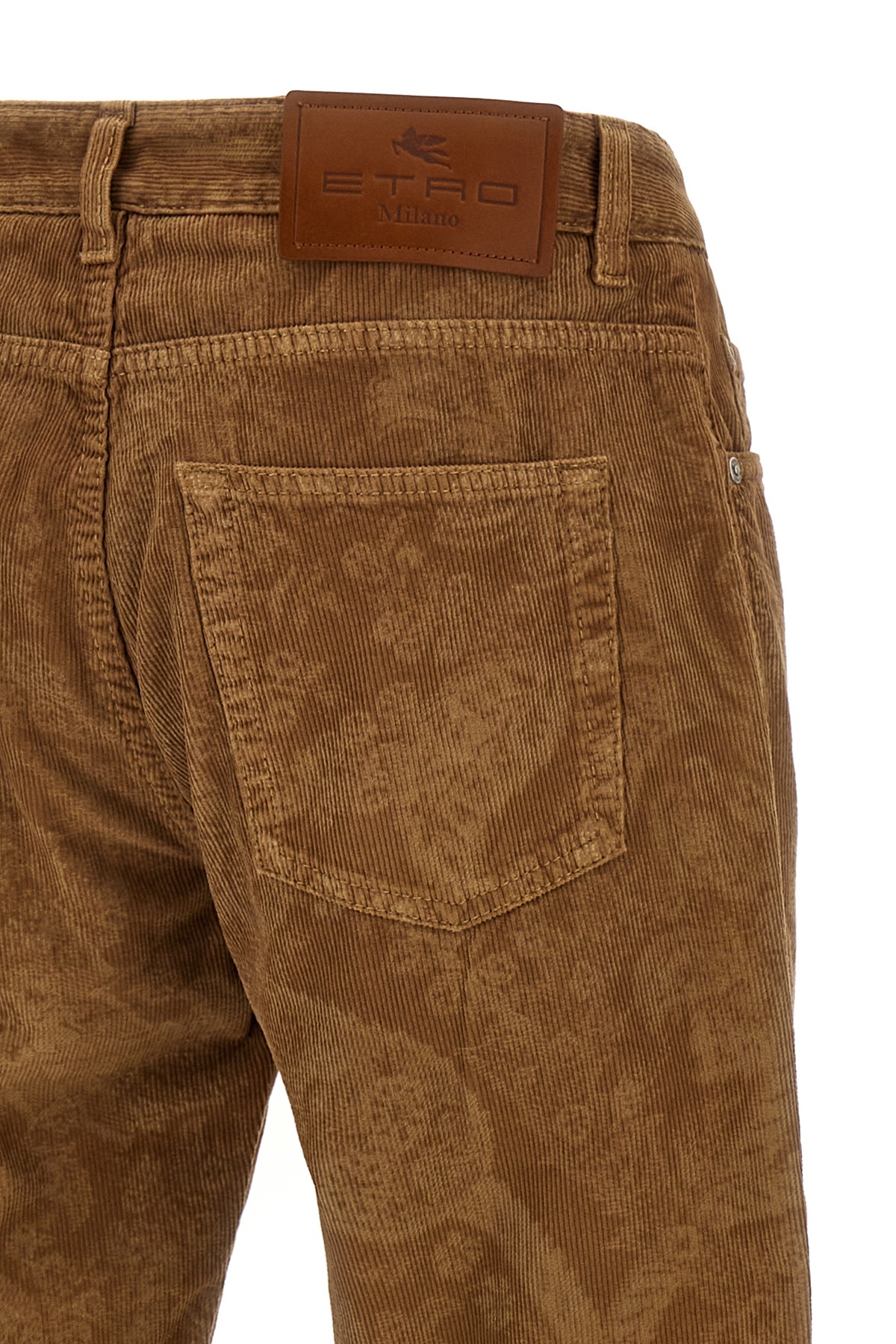 Etro Velvet Trousers Featuring Paisley Pattern In Brown