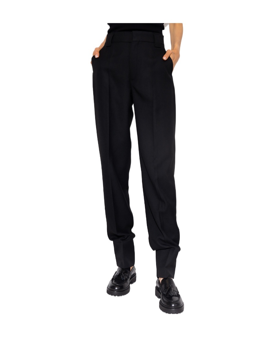 Ganni Tapered Cuff Tailored Trousers In Black