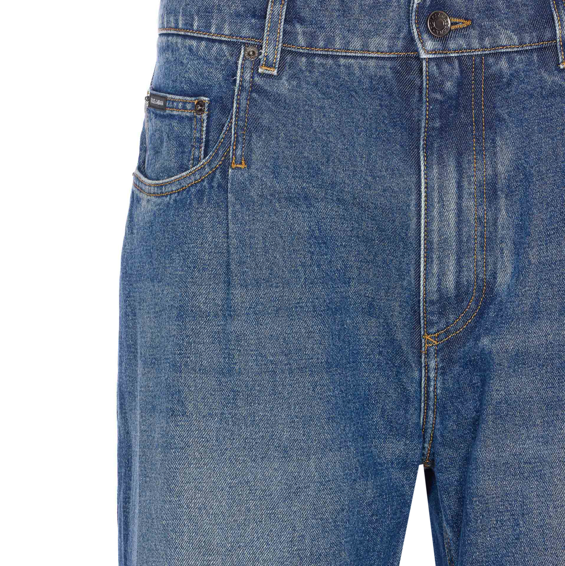 Dolce & Gabbana Plaque Logo Jeans In Blue