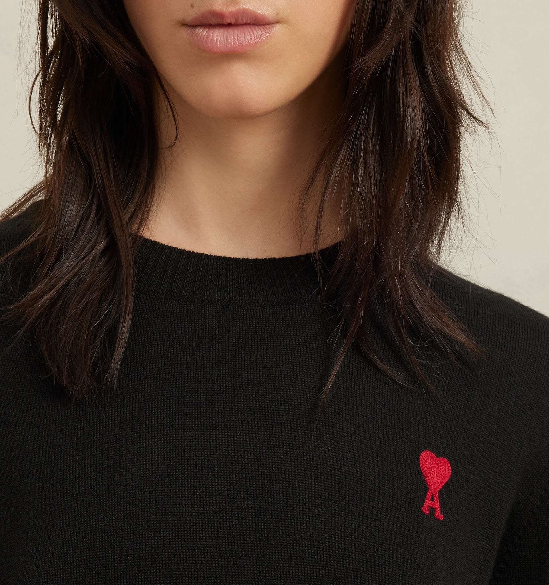 Shop Ami Alexandre Mattiussi Ami Paris Logo Embroidered Crewneck Jumper In Black