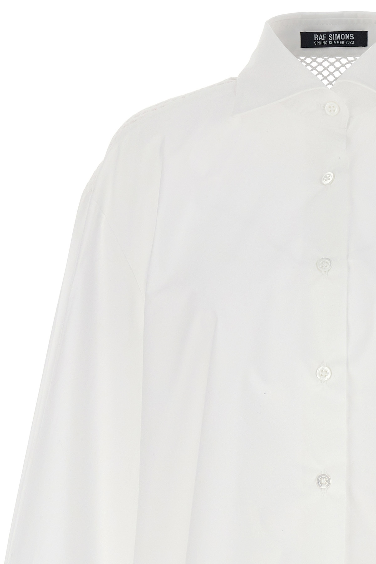 Shop Raf Simons Mesh Detailed Buttoned Shirt In White
