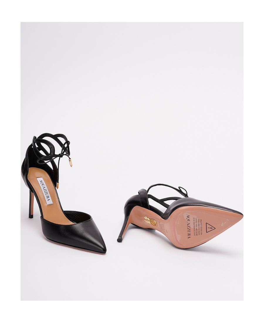 Aquazzura Tessa Ankle Strap Leather Pumps In Black