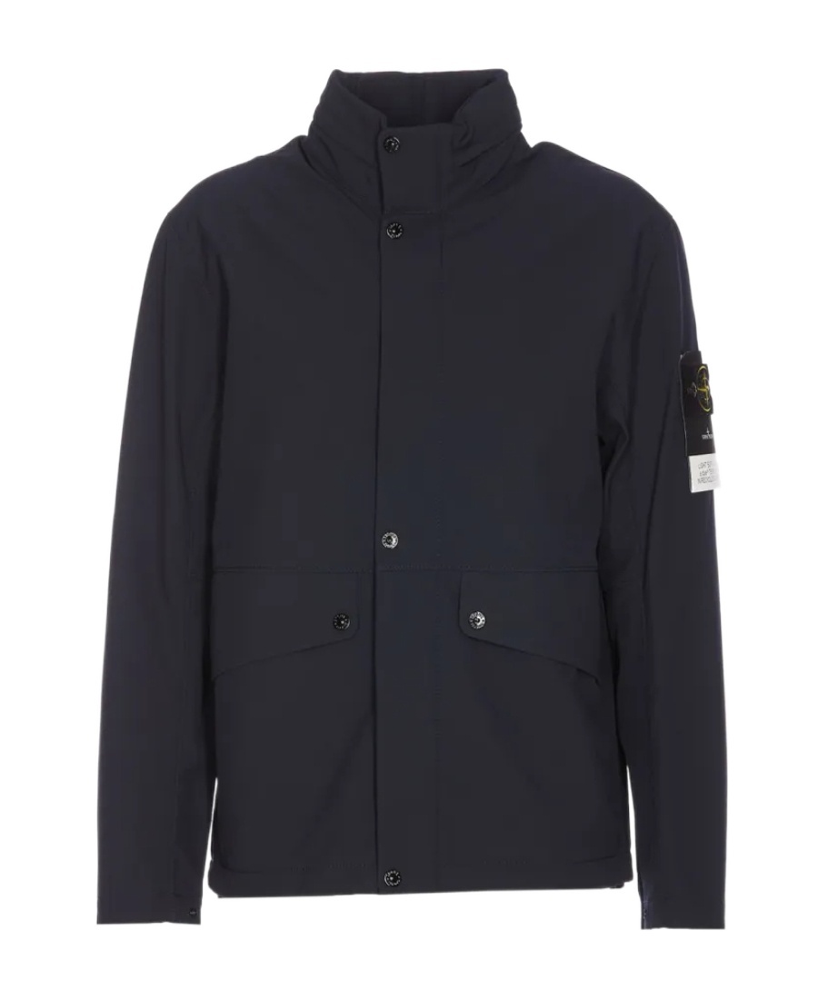 Stone Island Zip-up Windbreaker In Blue