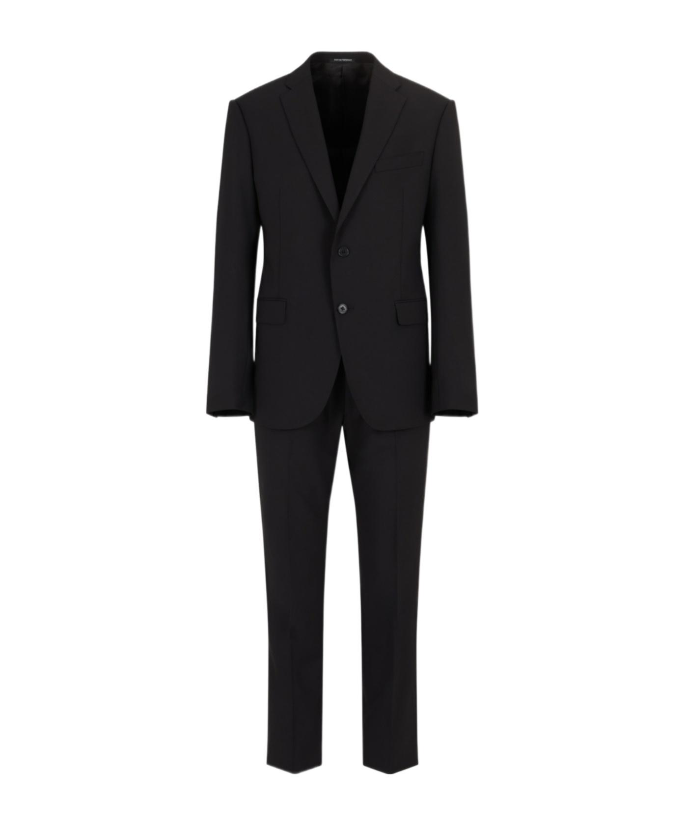 Emporio Armani Single-breasted Suit In Virgin-wool Two-way Stretch Canvas In Black