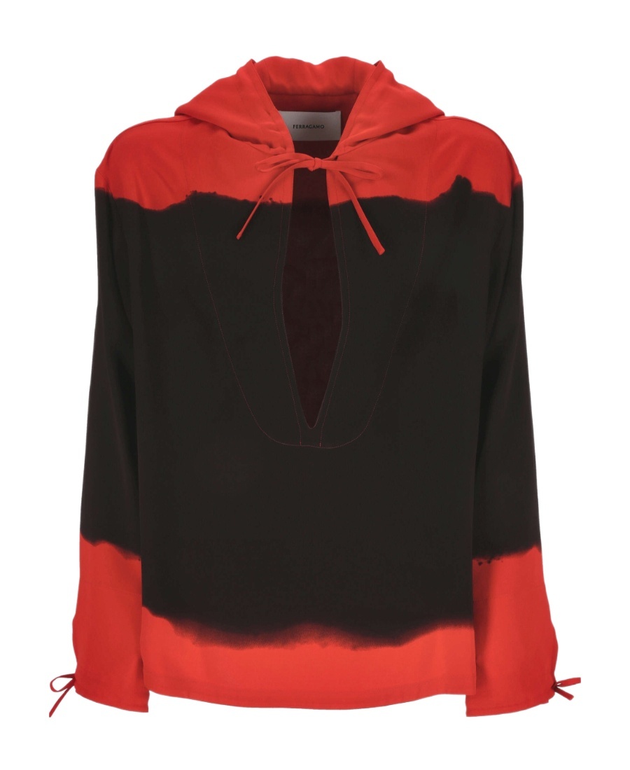 Ferragamo Hooded Blouse Fell Off Shirt And Blouse Multicolor In Black
