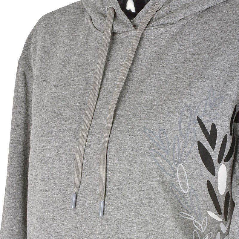 Ea7 Series Floral Pattern Hooded Long Sweaters In Gray