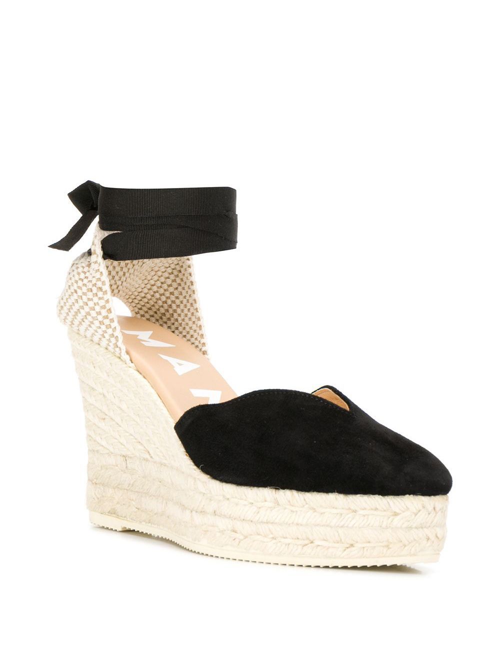 Manebi Hamptons Suede Heart-shaped Wedge Espadrilles In White