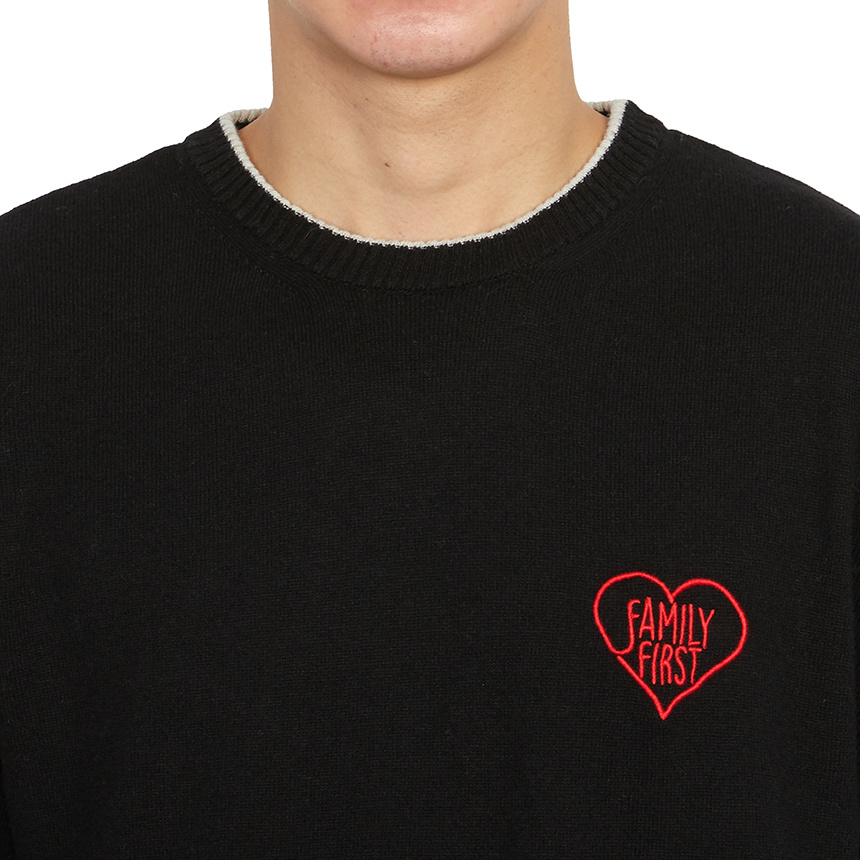 Family First Sweatshirt With Heart Embroidery In Black