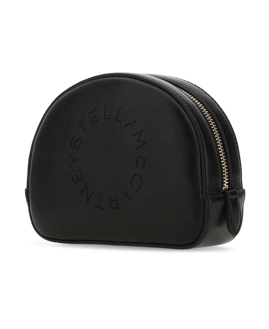 Stella Mccartney Perforated Logo-detail Make-up Bag In Black