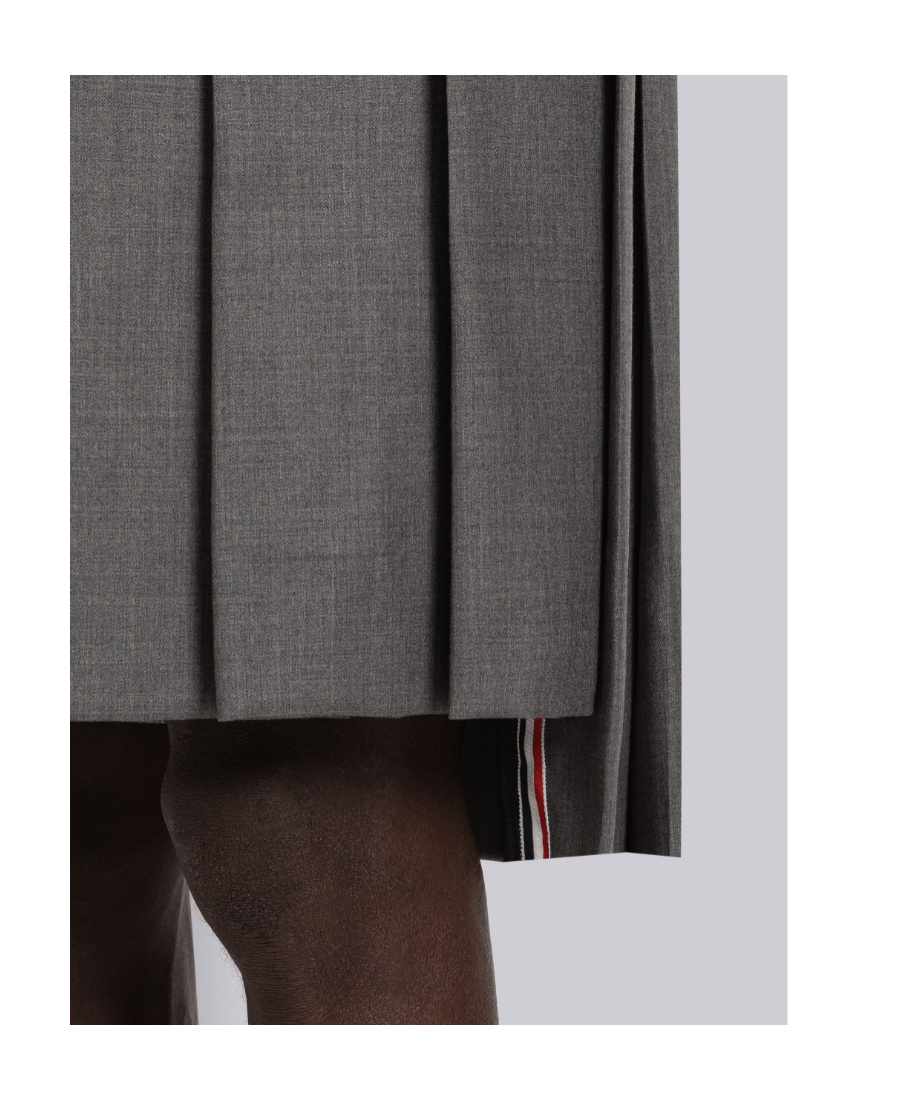 Thom Browne Asymmetric Hem Pleated Backstrap Skirt In Black