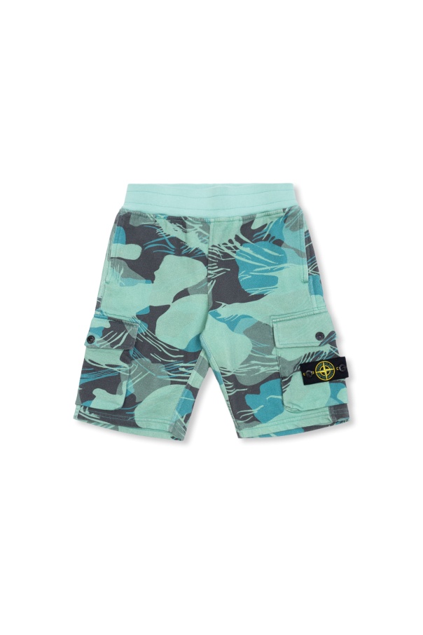 Stone Island Compass-badge Cotton Shorts In Emerald