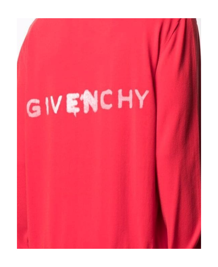 Givenchy Gothic-print Knitted Long-sleeve Jumper In Red