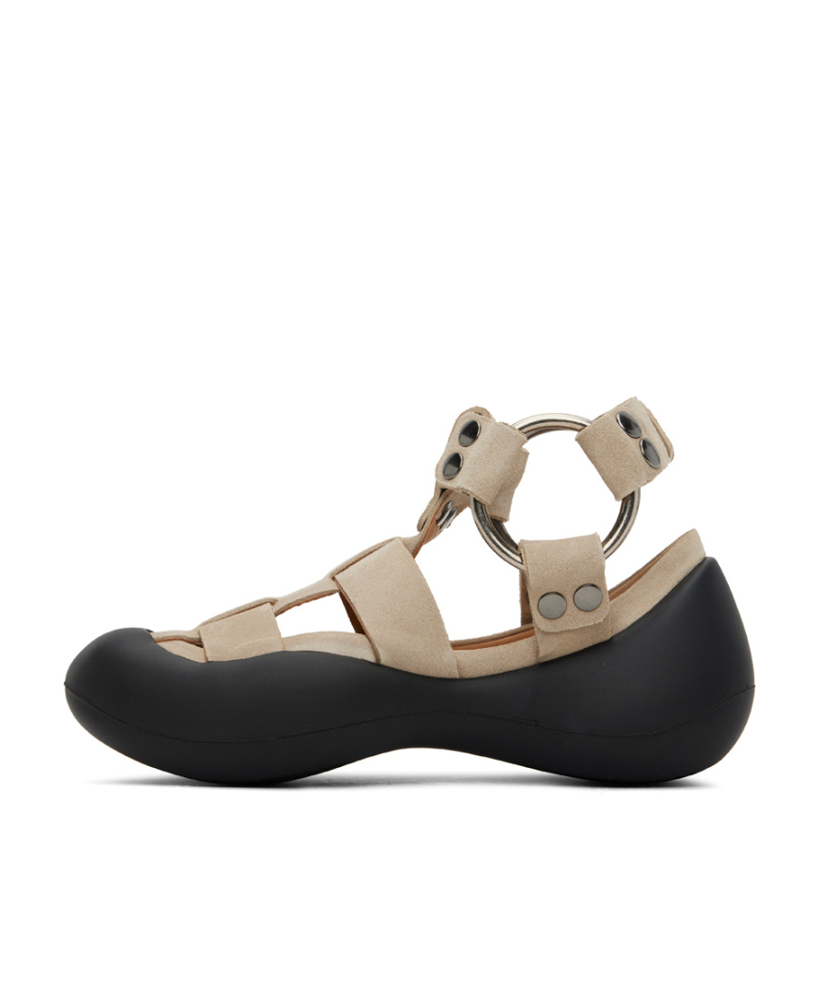 Jw Anderson Bubble Suede Flat Sandals In Black