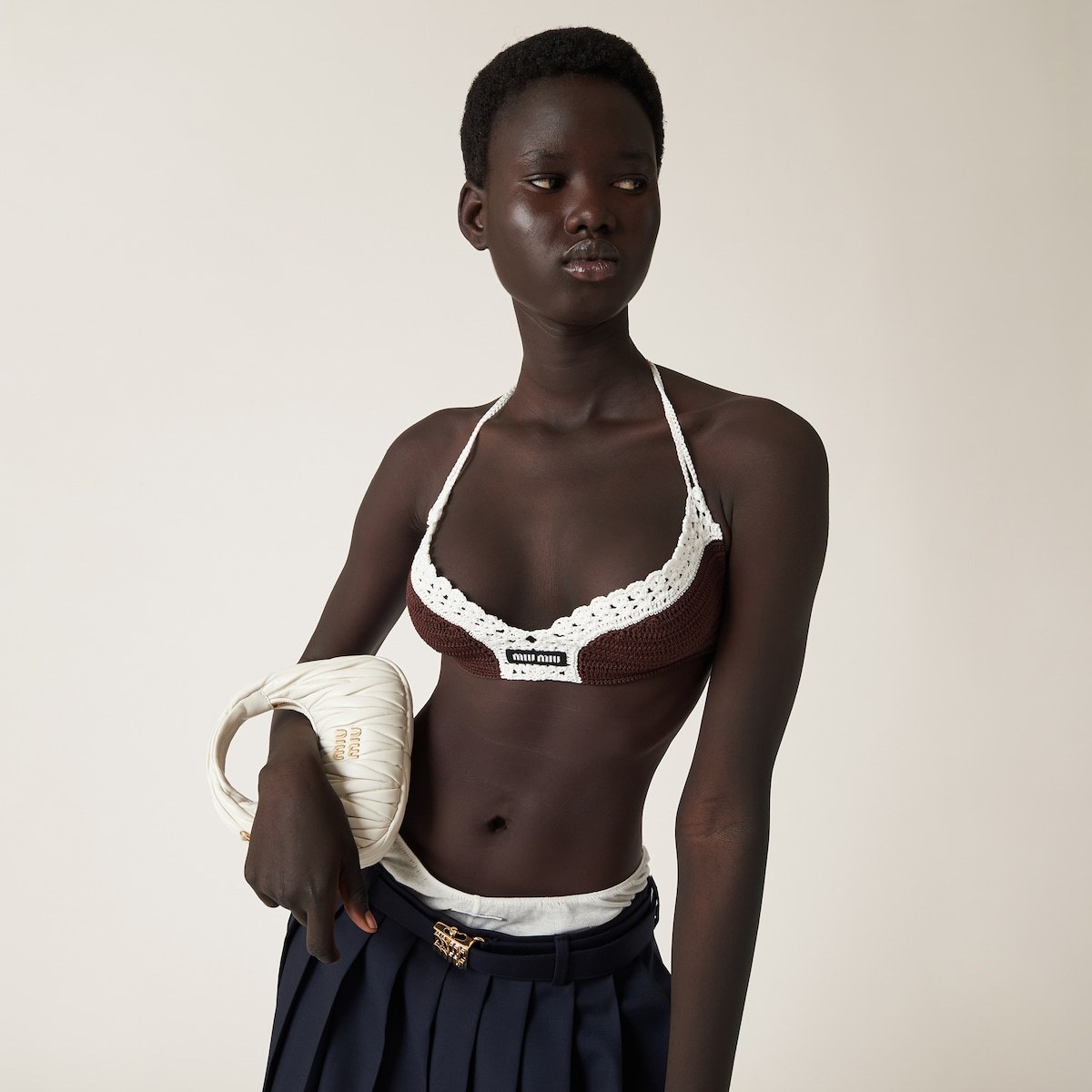 Miu Miu Miu Wander Matelassé Nappa Leather Hobo Mini-bag