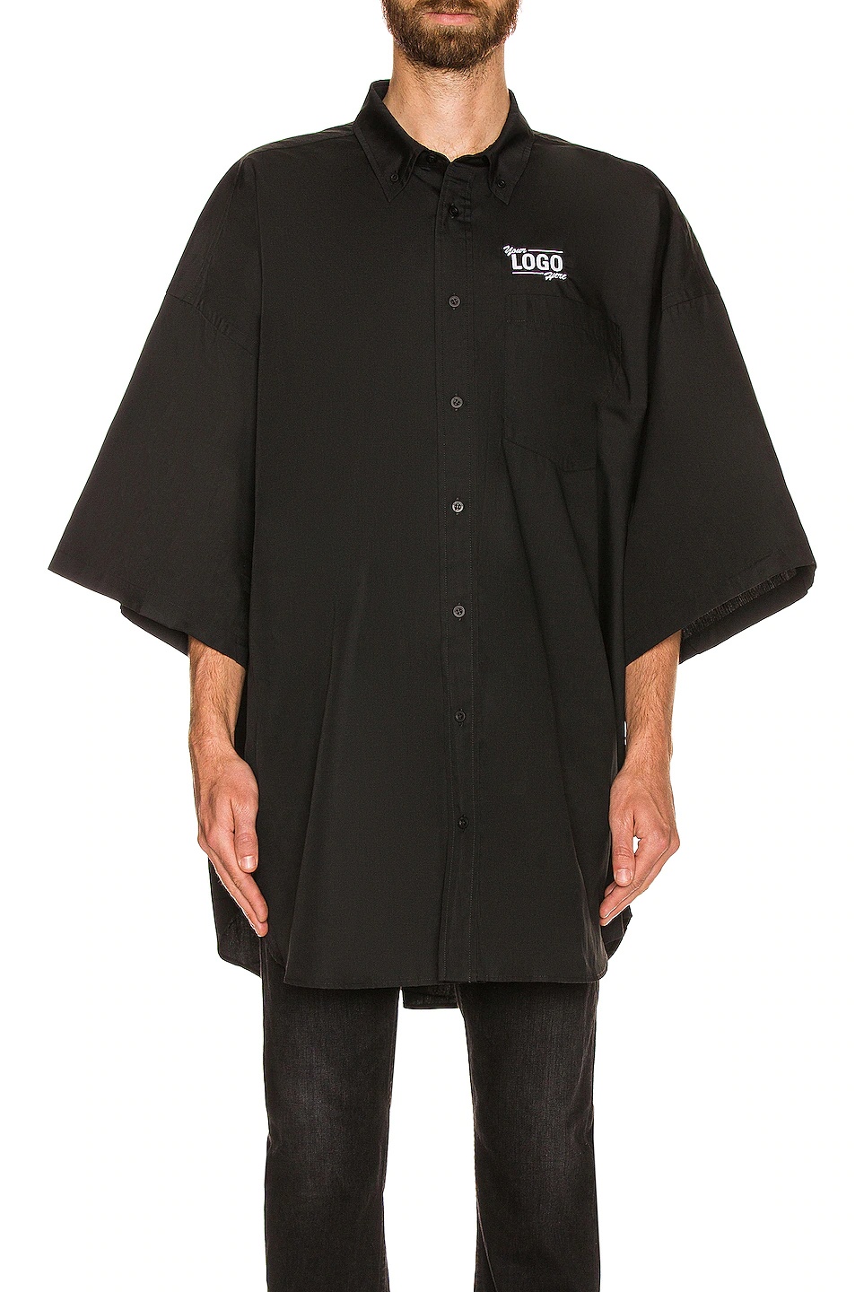 Balenciaga One Size Your Logo Here Short-sleeve Shirt In Black