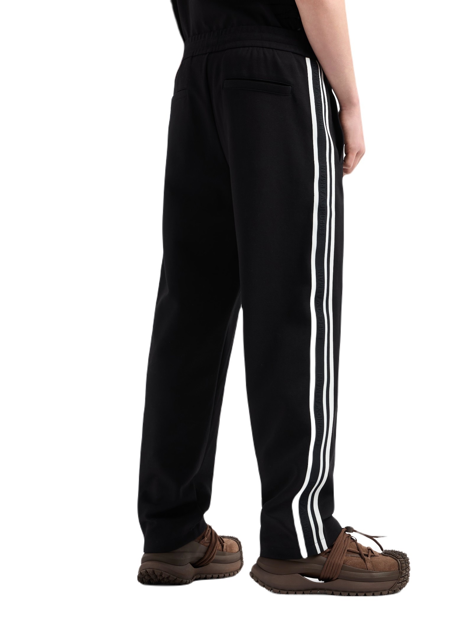 Emporio Armani Jersey Trousers With Logo Bands In Black