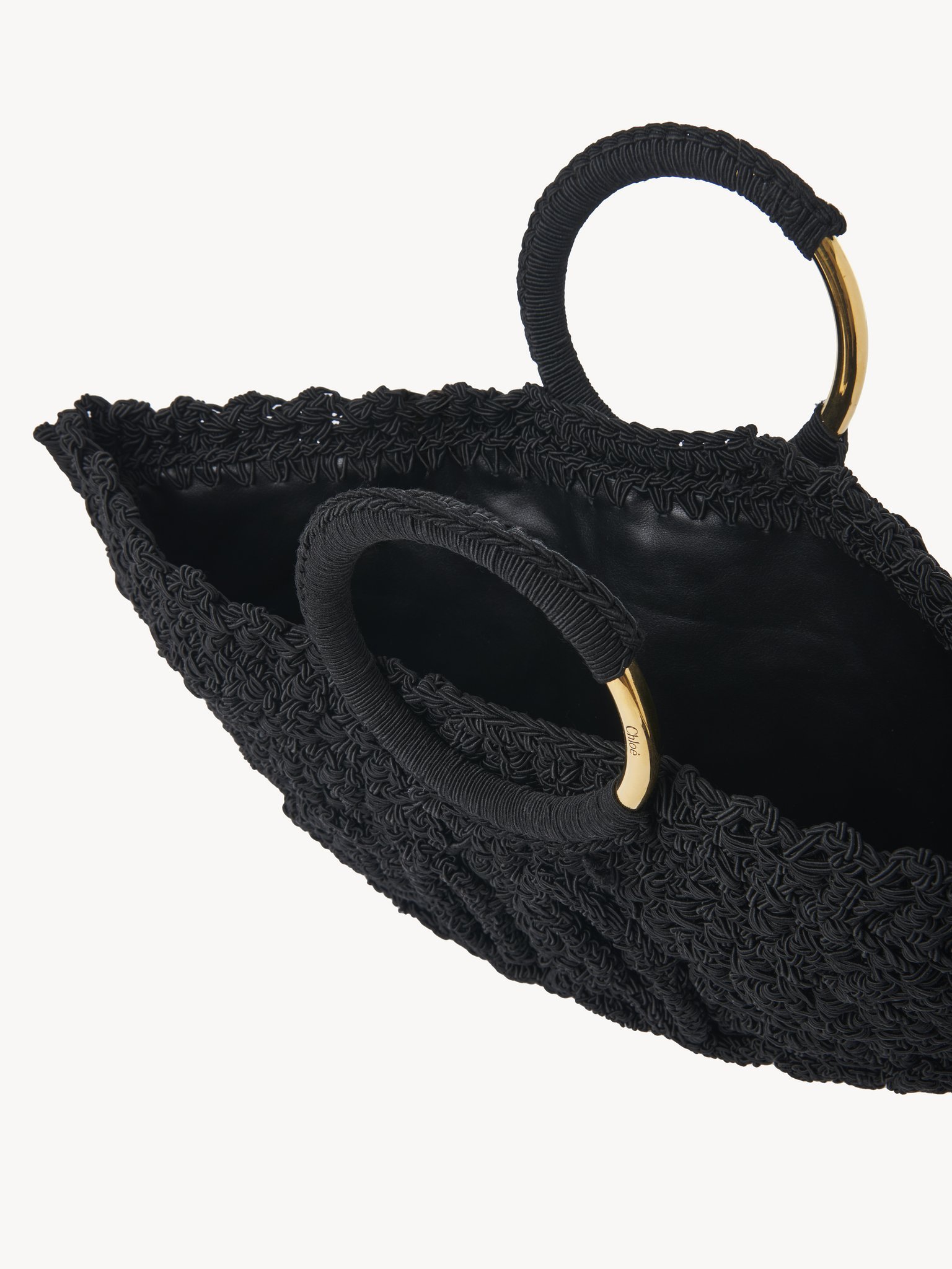 Chloé Womens Bracelet Paravent Small Crochet Shoulder Bag Black In Black