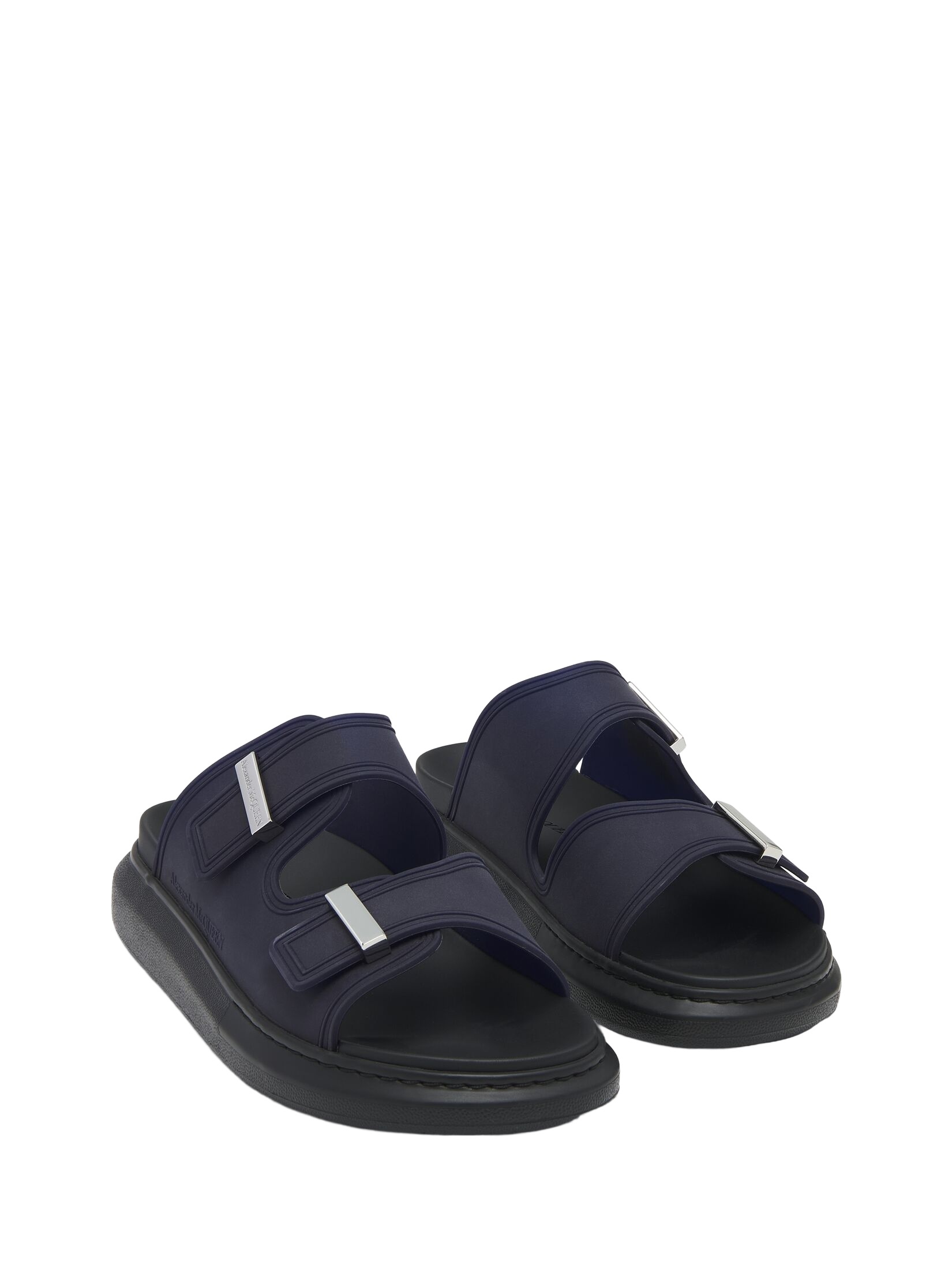 Alexander Mcqueen Oversize Leather Sandals In Blue