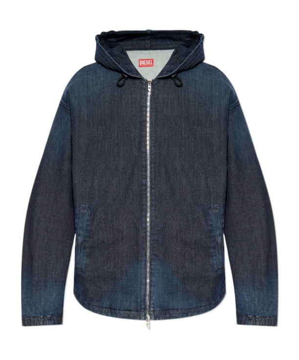 Diesel Hooded Denim Jacket In Black