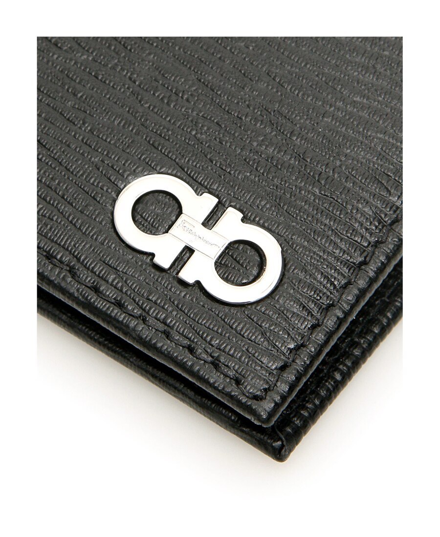 Ferragamo Revival Double Gancio Bicolor Wallet In Black