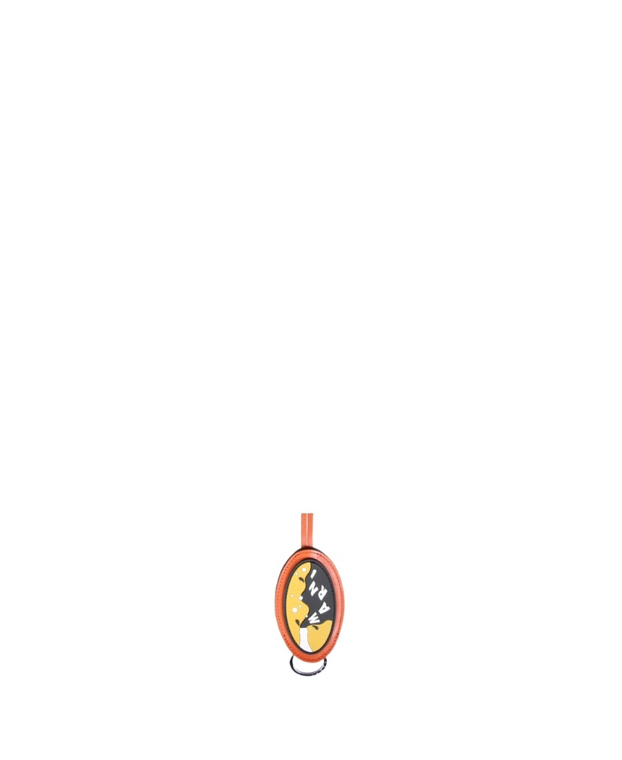 Marni Men Key Ring With Logo Patch In Orange