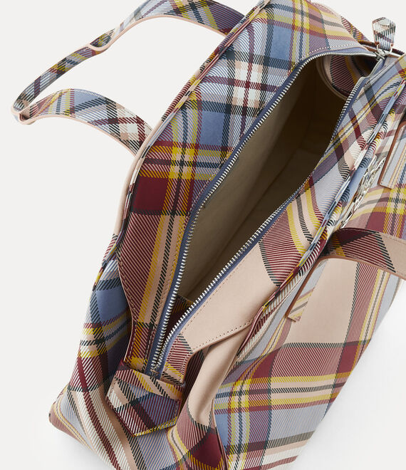 Vivienne Westwood Large Yasmine Handbag Nubuck Tartan Mc-haze In Gray