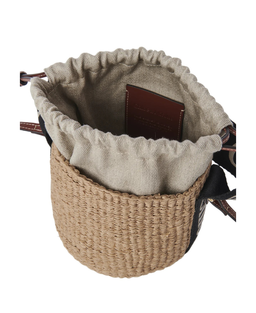 Chloé Small Basket Bag In Natural Fibers In Nude