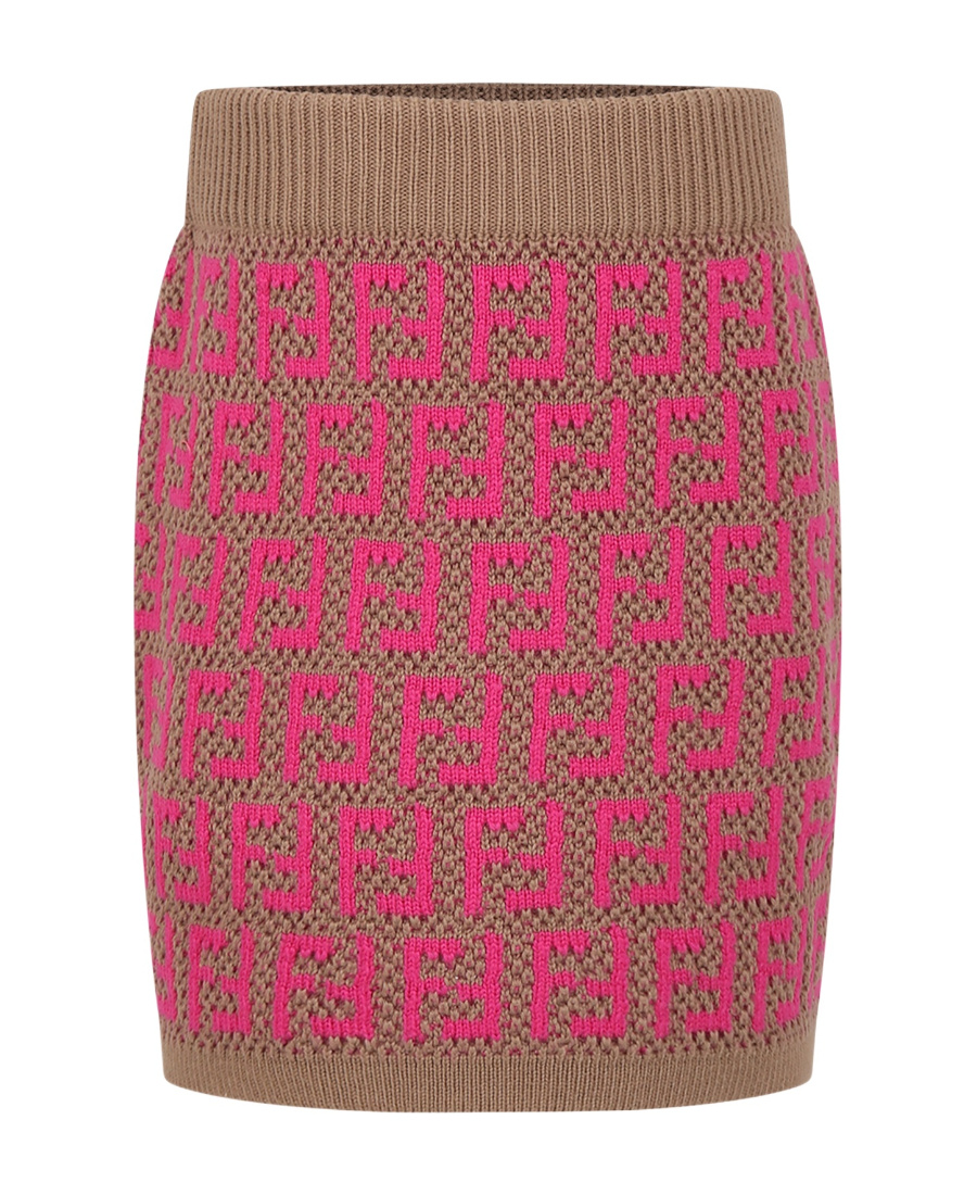 Fendi Ff-motif Knitted Skirt In Pink