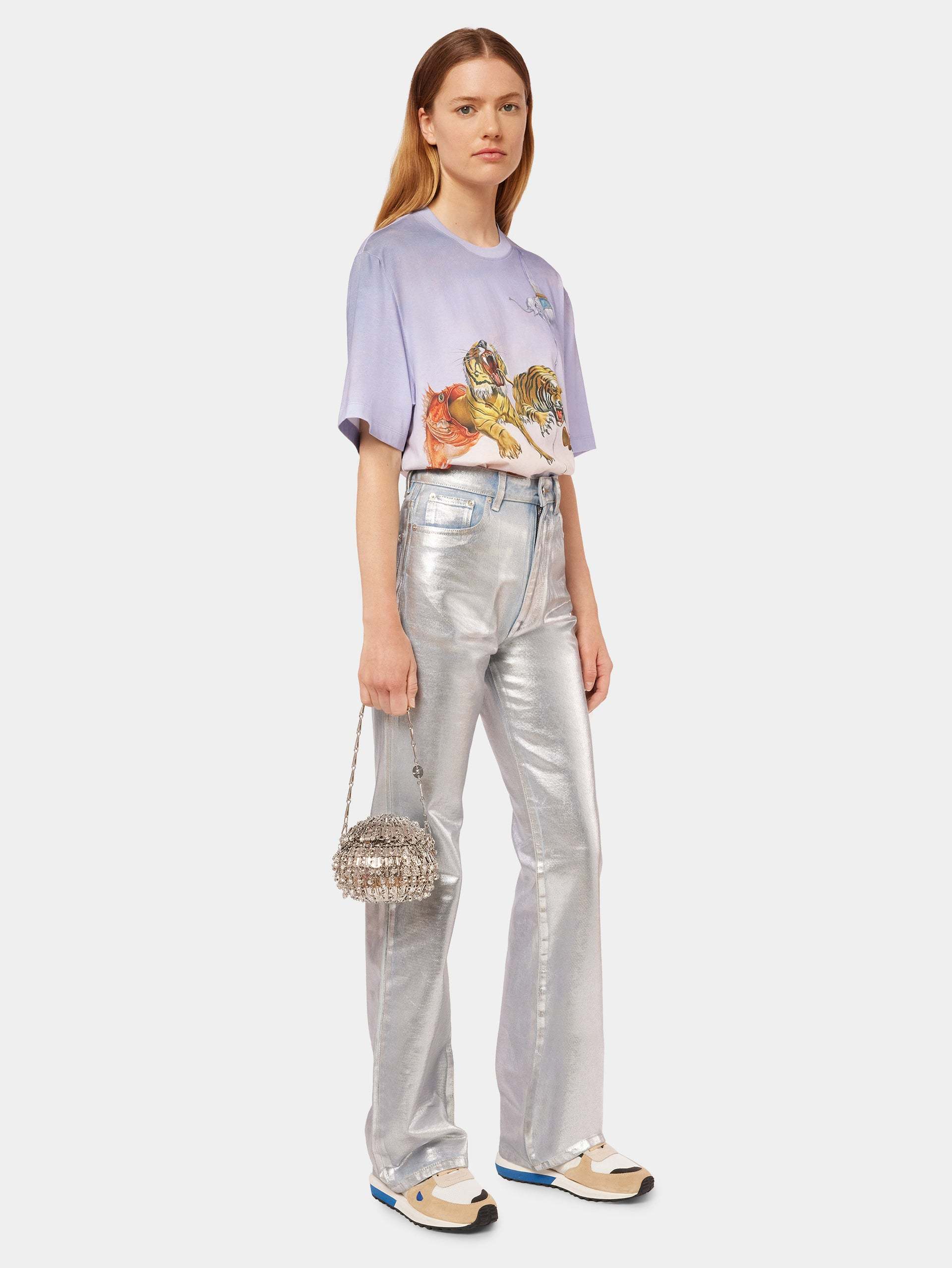 Shop Rabanne All-over Graphic Print T-shirt In Blue