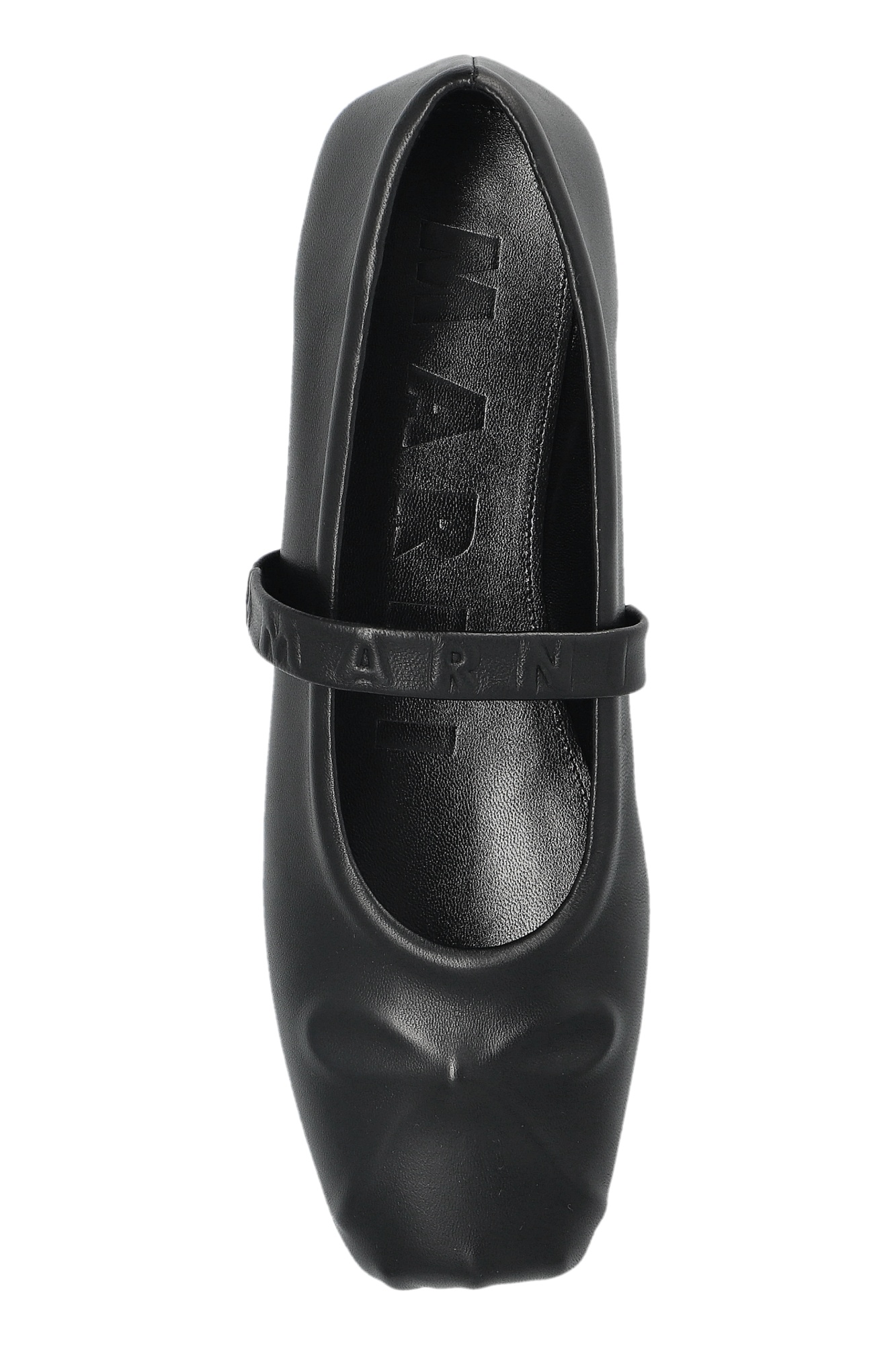 Marni Black Ballerinas With Embossed Bow Detail On The Front In Leather Woman In Black