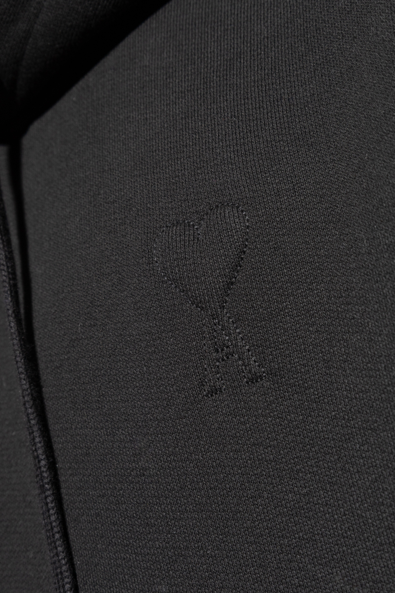 Ami Alexandre Mattiussi Paris Long-sleeved Drawstring Hoodie In Black
