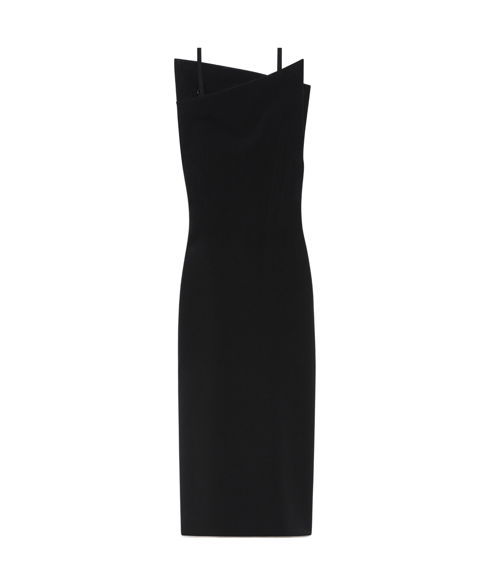 Sportmax Asymmetrical Wool Dress In Black