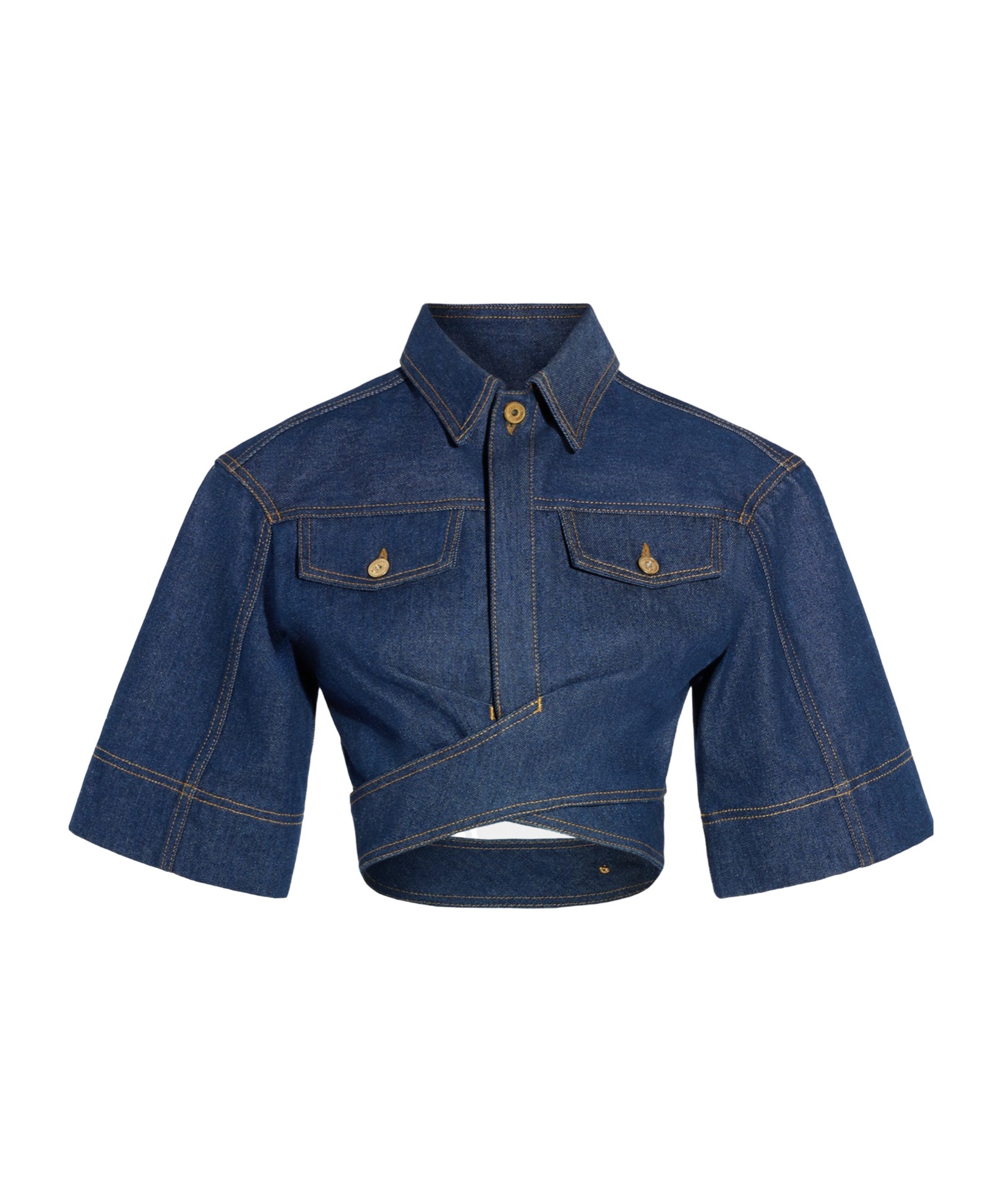 Jacquemus Le Haut De-nîmes Denim Crop Top In Blue