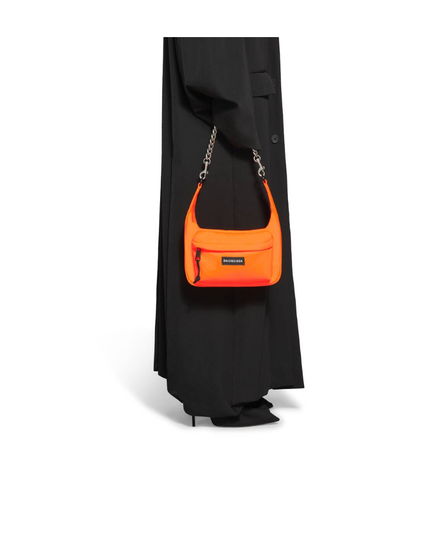 Balenciaga Borsa Con Catena Raver Media In Arancione Fluo In Black