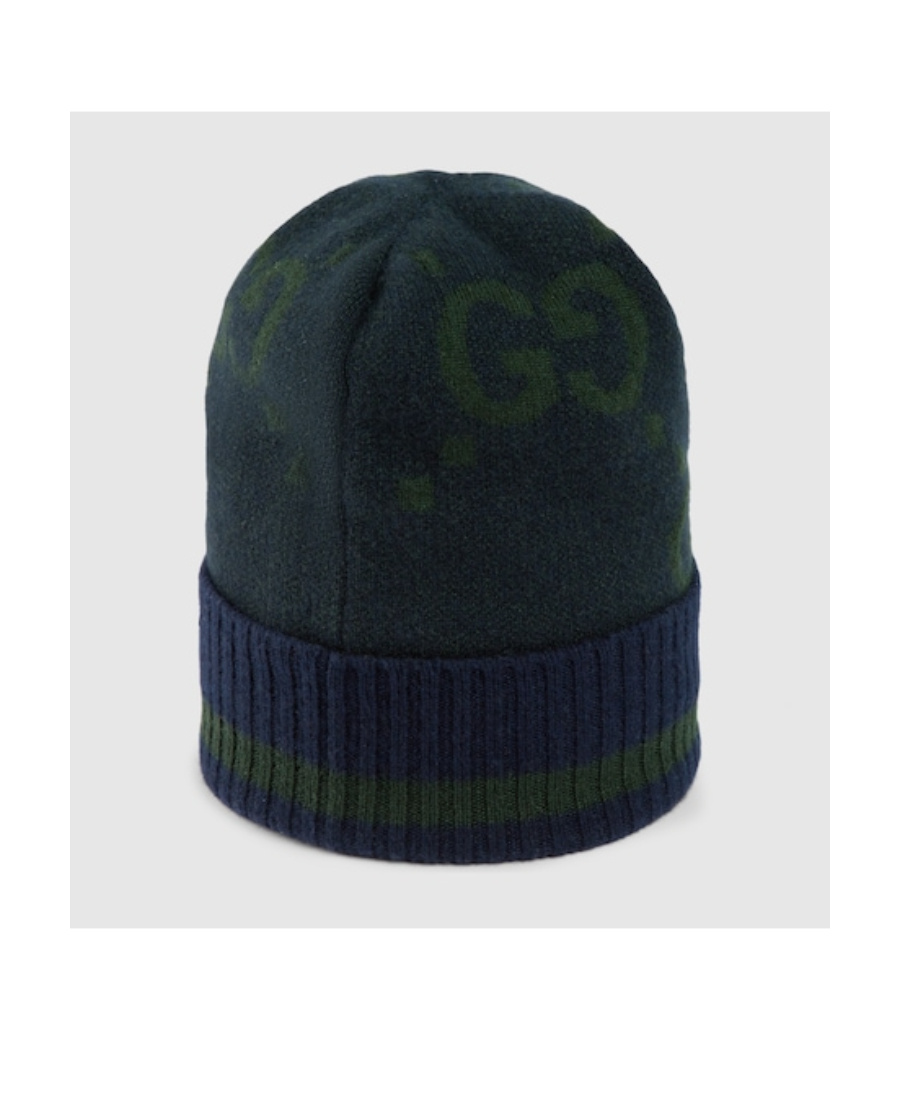 Gucci Gg-patterned Knitted Beanie In Black