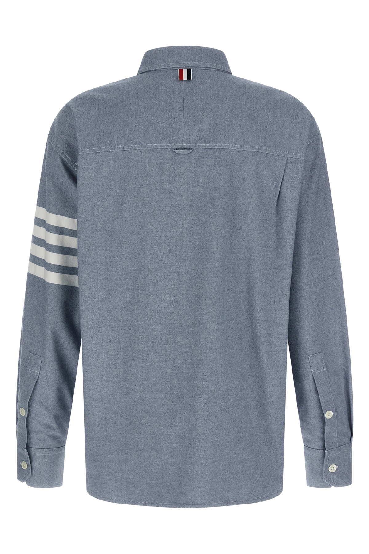 Thom Browne 4 Bar Stripe Flannel Shirt In Blue