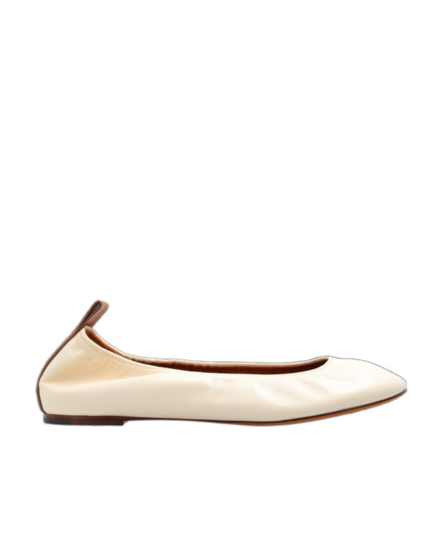 Lanvin Round-toe Leather Ballerina Shoes In Nude
