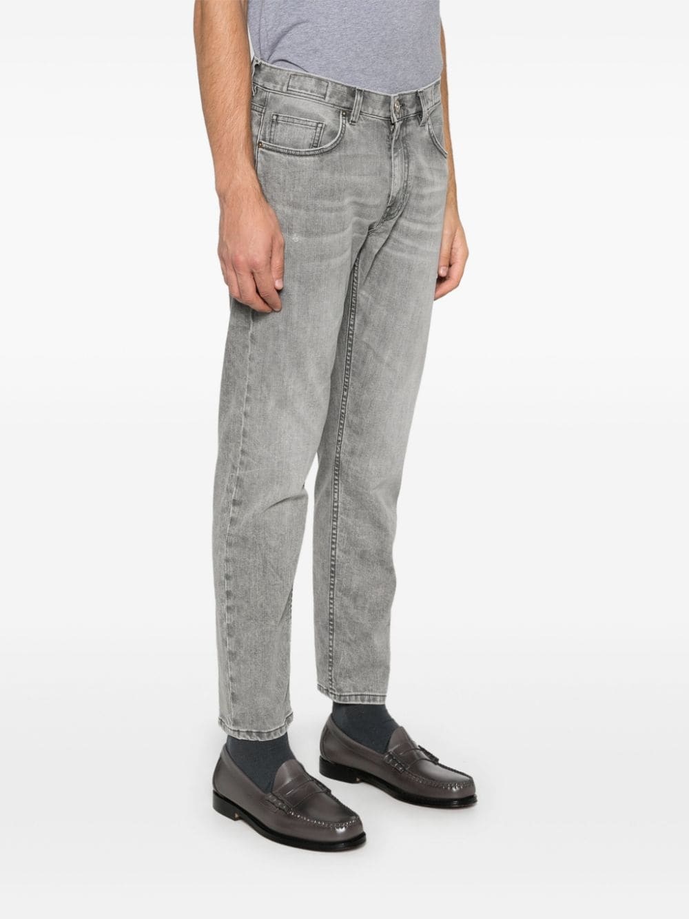 Eleventy Denim Trousers With Belt Loops In Gray
