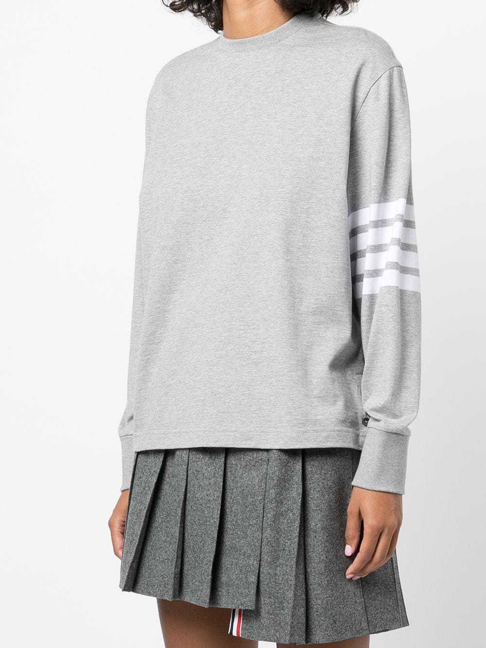 Thom Browne 4-bar Long-sleeve Cotton Jersey Ruby T-shirt In Gray