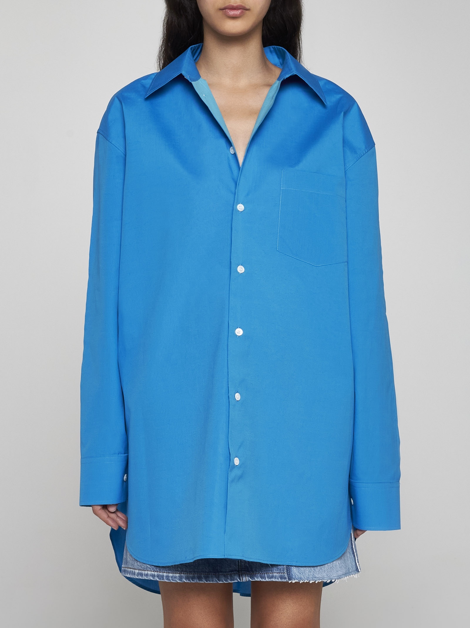 Marni Open-sides Organic Cotton Shirt In Blue