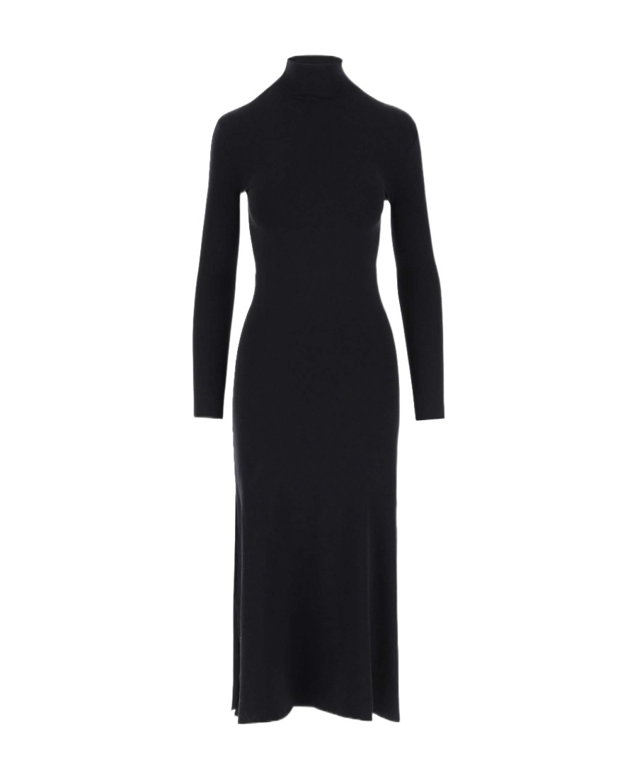 The Row Leoline Turtleneck Virgin Wool Maxi Dress In Black