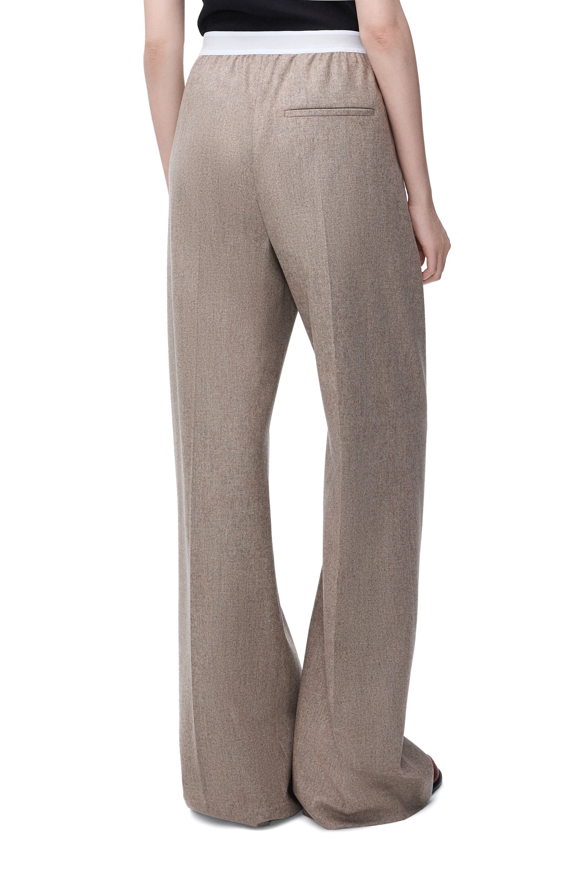 Loewe Wool And Cashmere Pleated Straight Pants In Nude