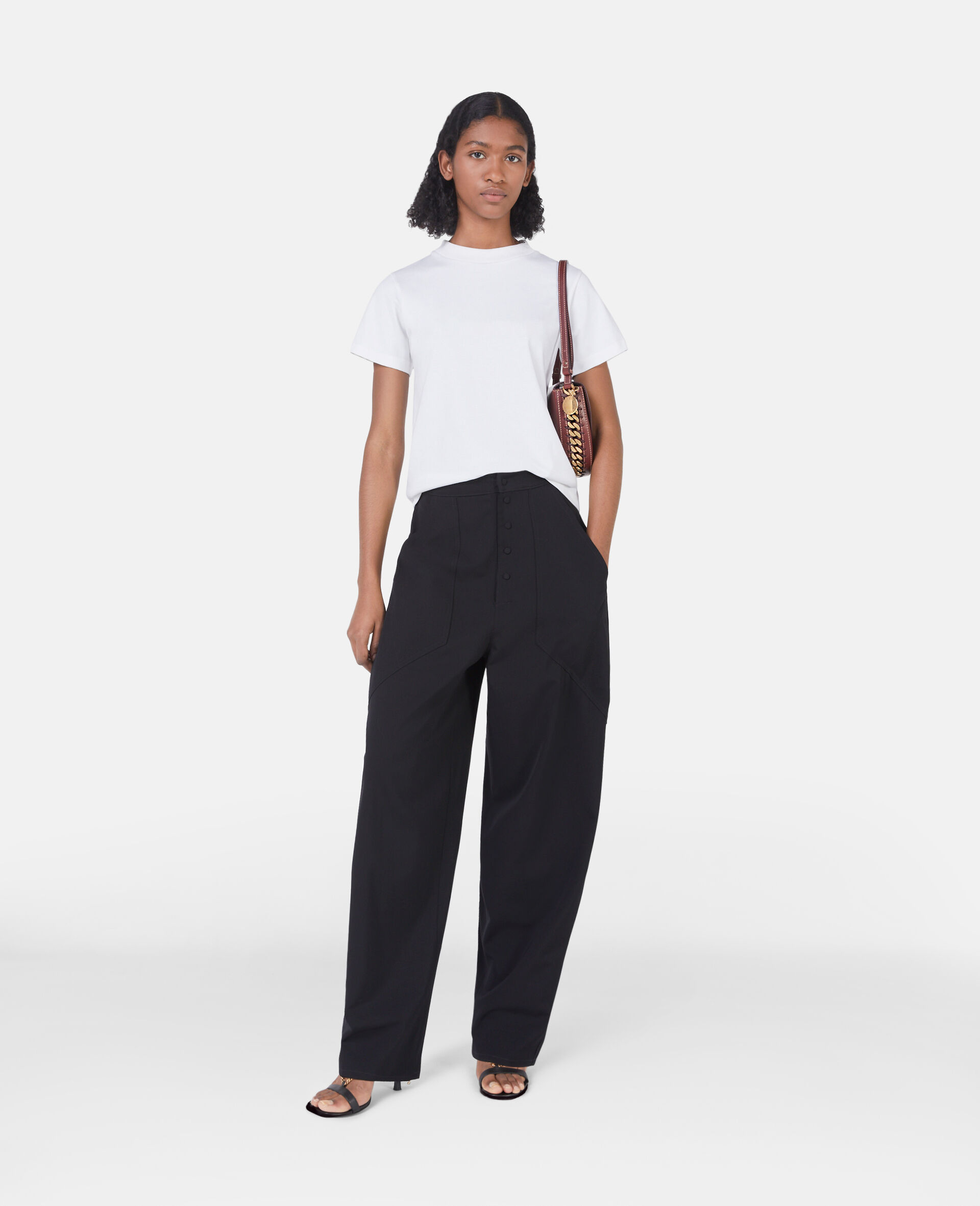 Stella Mccartney Wide-legged Wool Casual Trousers In Black